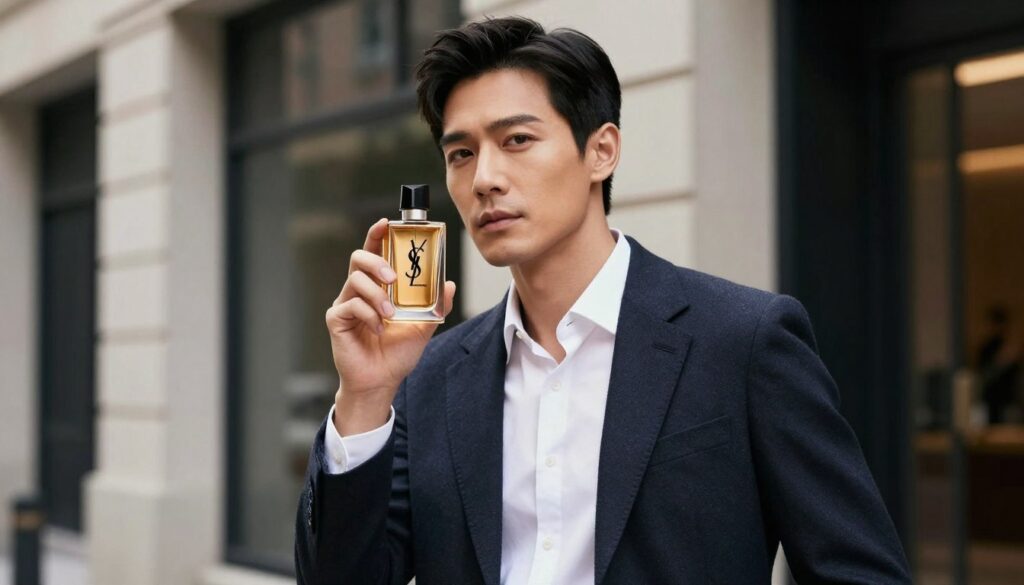 Professional man wearing YSL L'Homme fragrance
