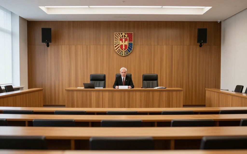 Sala sądowa symbolizująca odpowiedzialność prawną rodziców