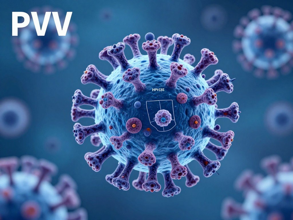 Schemat wirusa HPV pod mikroskopem