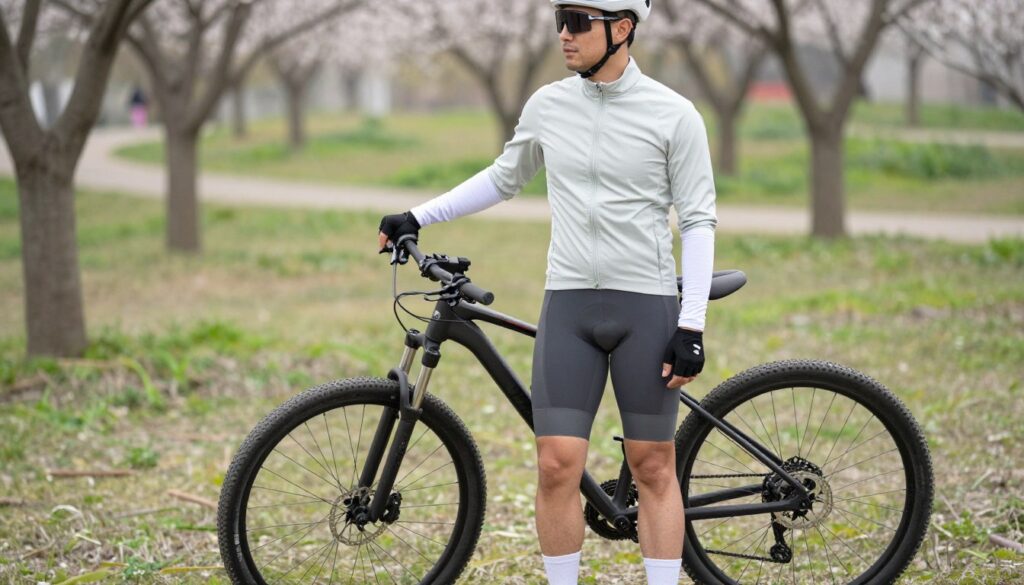 Strój rowerowy na 10 stopni z wiosenną kurtką