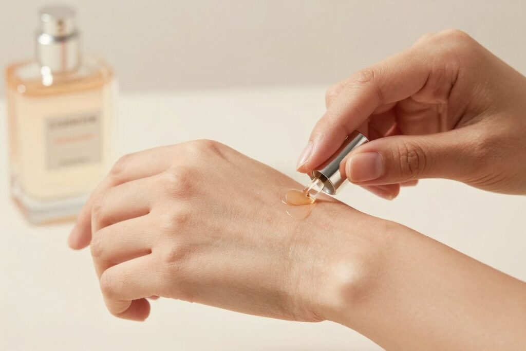 Testing fragrance on skin