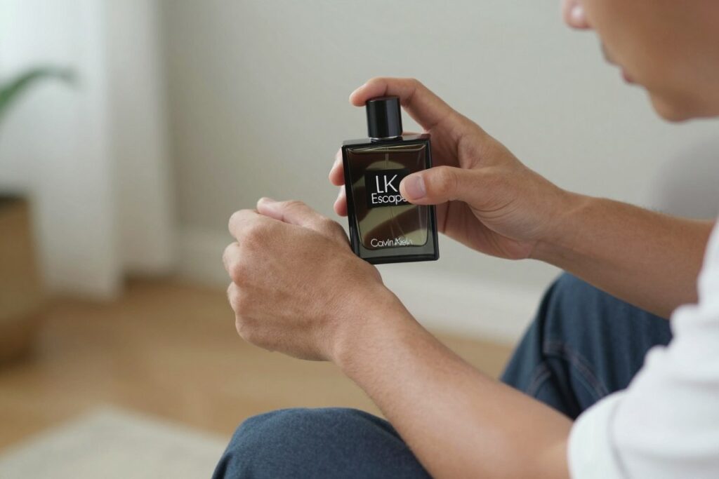 Użytkownik testujący perfumy escape calvin klein man