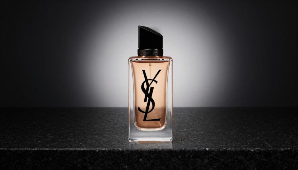 YSL M7 perfume bottle final product shot elegant presentation