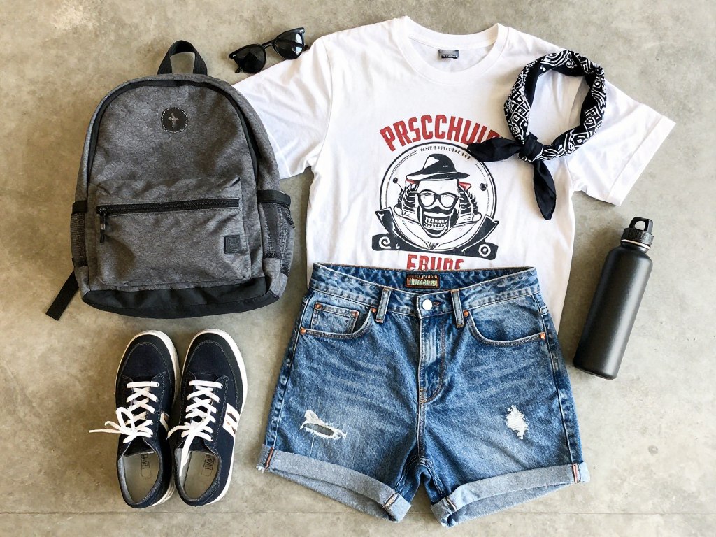 festiwalowy look z wygodnymi butami i plecakiem