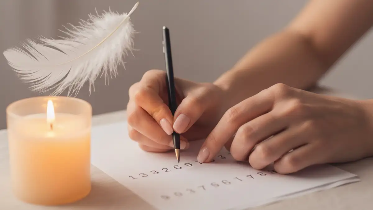 Kobieta obliczająca imię anioła stróża z daty urodzenia - numerologia i liczby wibracyjne