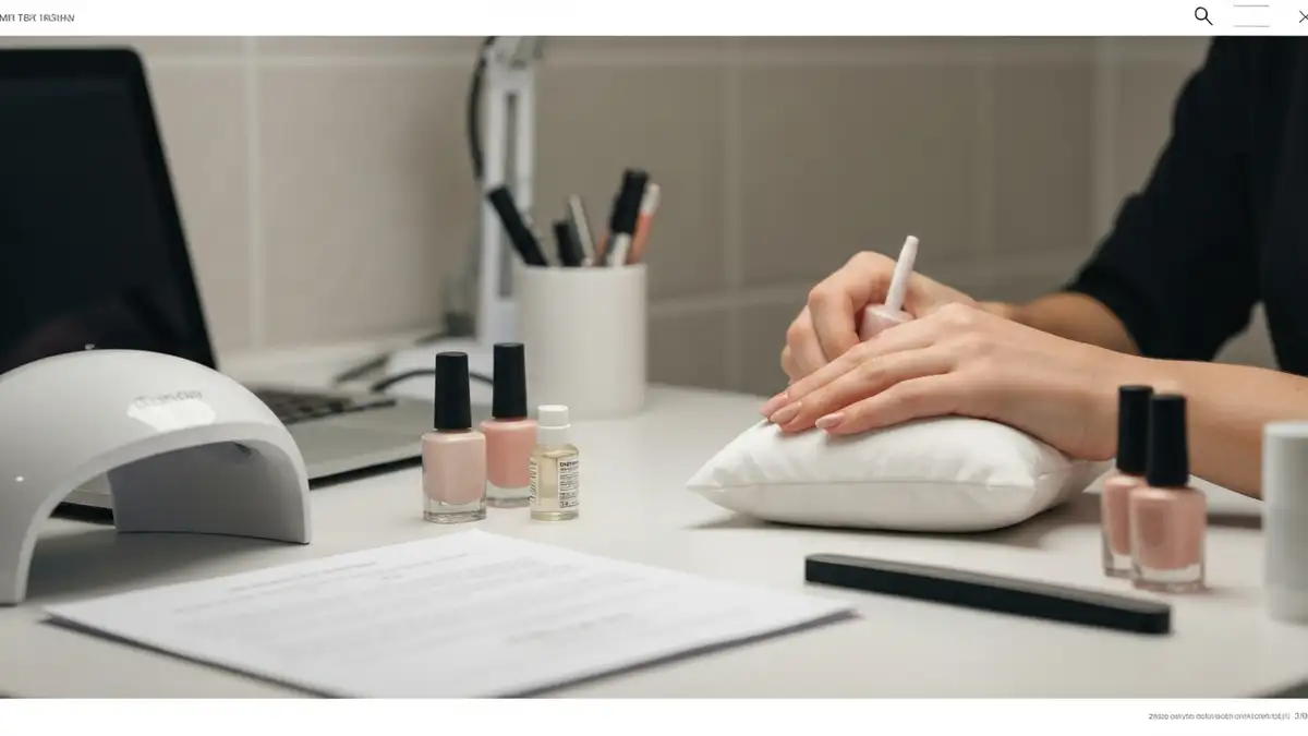 Paznokcie minimalistyczne w odcieniu nude z cienką linią w stylu quiet luxury