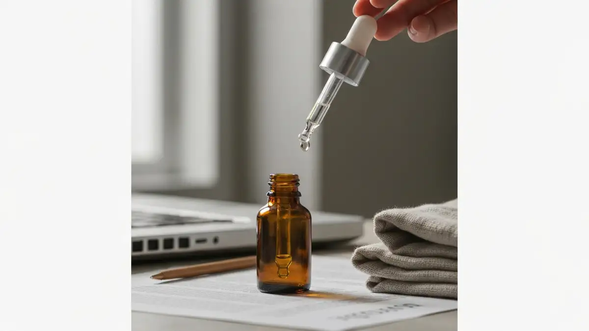 Kobieta nakładająca serum z retinolem na twarz wieczorną porą