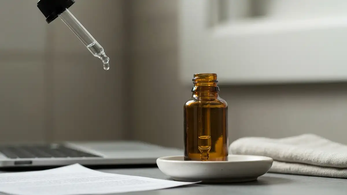 Kobieta po 40-tce stosująca serum z retinolem w porannej rutynie pielęgnacyjnej