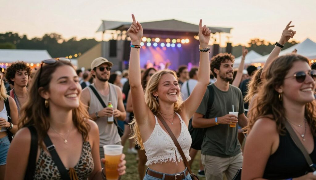 szczęśliwi ludzie na festiwalu