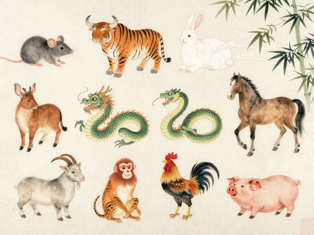 Dwanaście zwierząt chińskiego zodiaku w tradycyjnej sztuce Dwanaście zwierząt chińskiego zodiaku w tradycyjnej sztuce