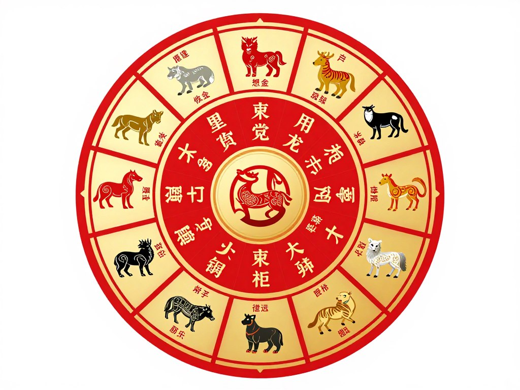 Koło chińskiego zodiaku z dwunastoma zwierzętami Koło chińskiego zodiaku z dwunastoma zwierzętami
