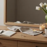 Dwie filiżanki, notes i obrączki na jasnym stoliku jako symbol spokojnej rozmowy po kłótni